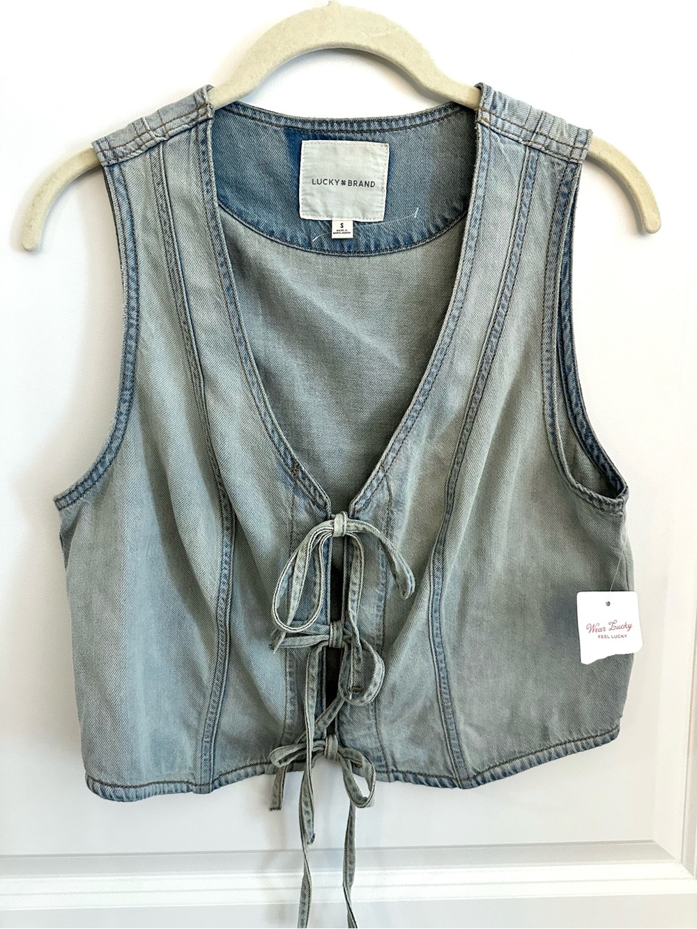 Lucky Brand Front Tie Denim Vest NWT Size Small
